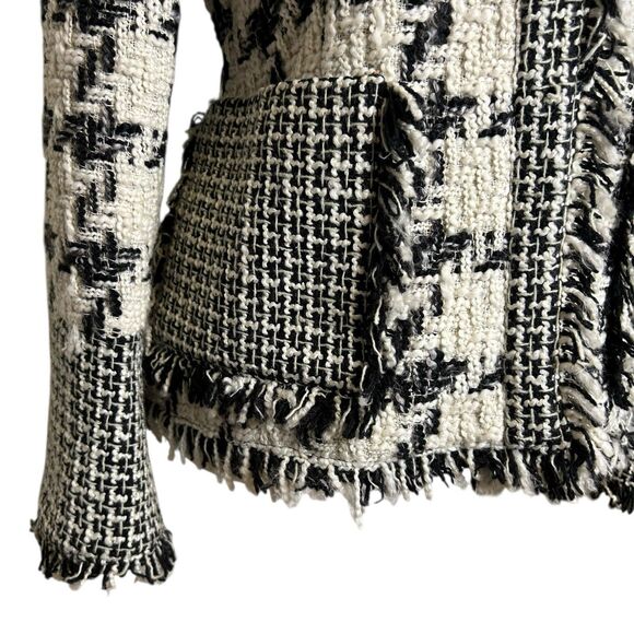 Vintage Harve Benard Holtzman Wool Blend Blazer Black White Zip Front Size 6P - Picture 3 of 13